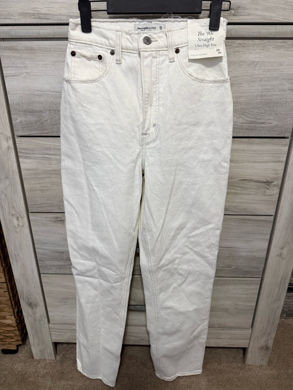 Abercrombie & Fitch White High-Rise Straight Jeans